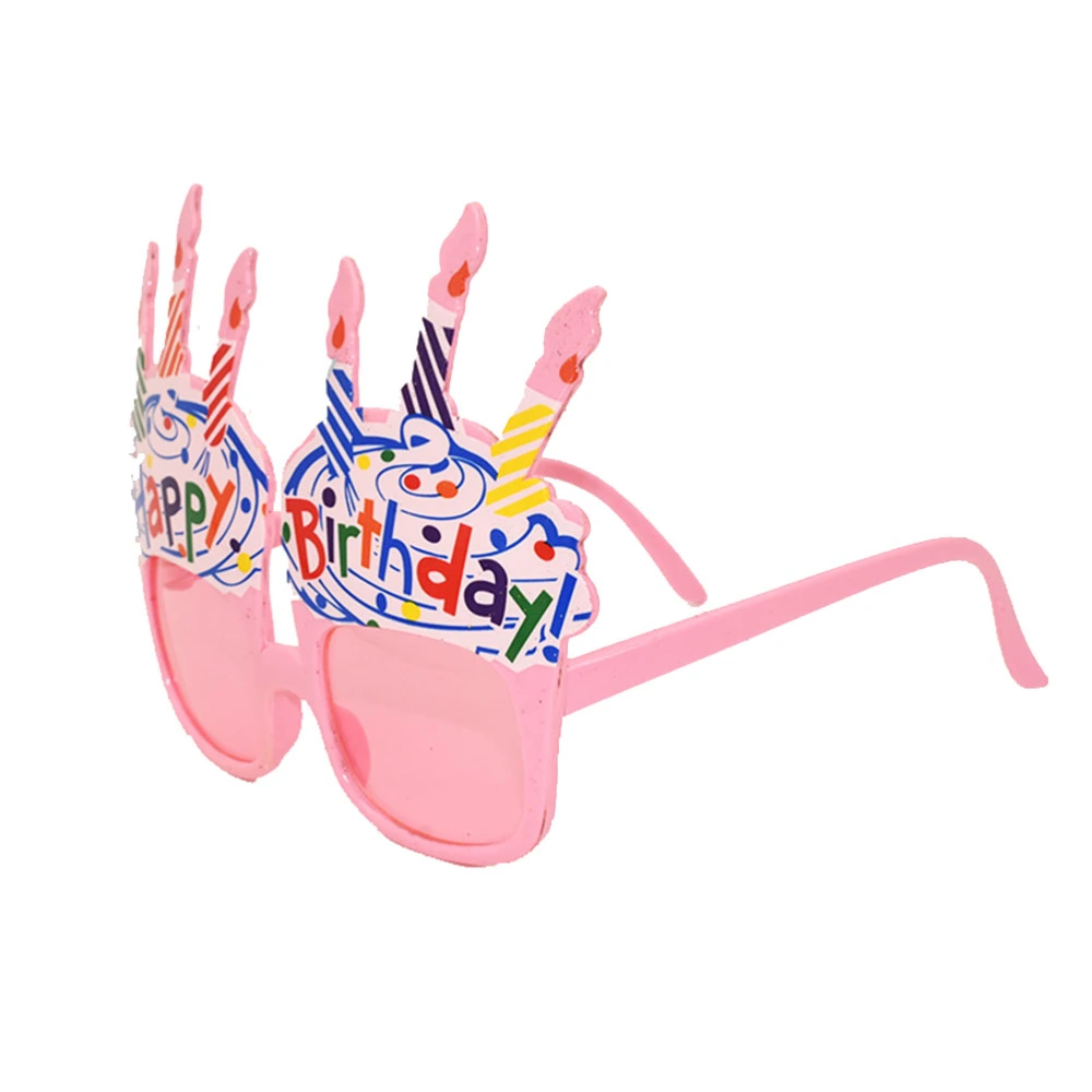 Pink Birthday Party Eyeglasses Candle Cake Eyewear Decorative Photo Props Creative Eye Glasses Funny Birthday Party Costume Accessaries