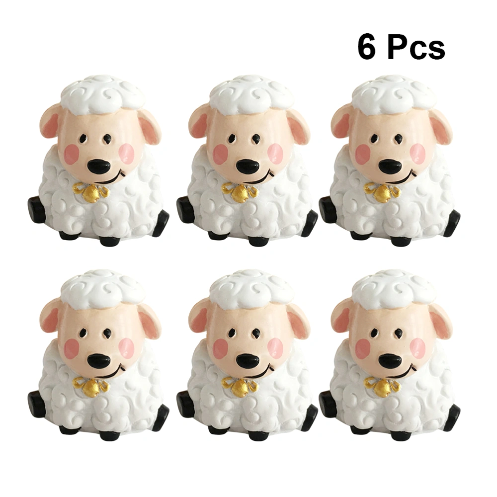 6pcs Cartoon Resin Animal Sheep Birthday Party Cake Ornaments Dessert Decor (Sheep)