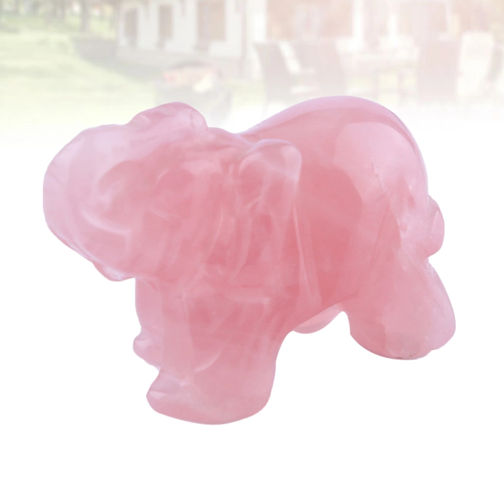 1PC Cartoon Elephant Figurine Delicate Elephant Crafts Elephant Jade Engrave Gift Decorations for Desktop Decor Size 2 Inches Pink