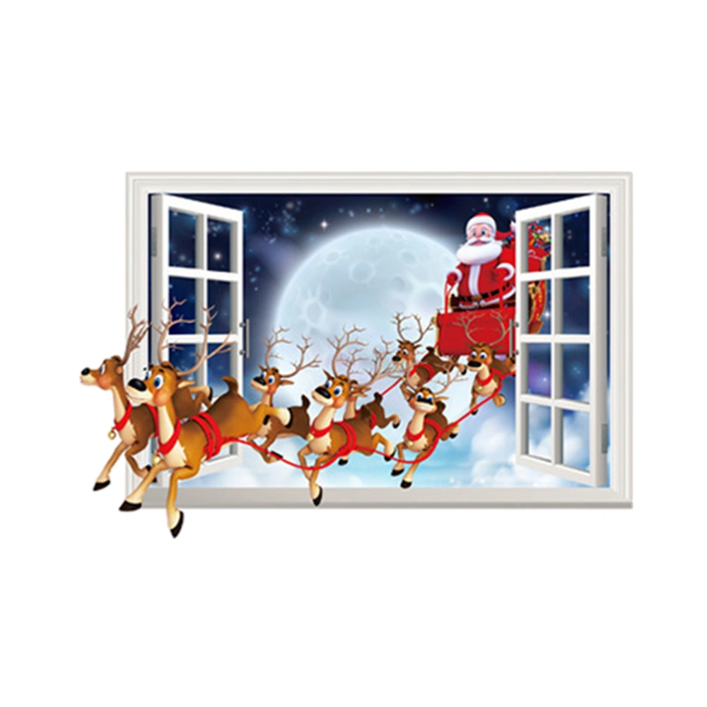 Christmas Cartoon Wall Stickers 2019 Merry Xmas Removable Decals for Store Office Window