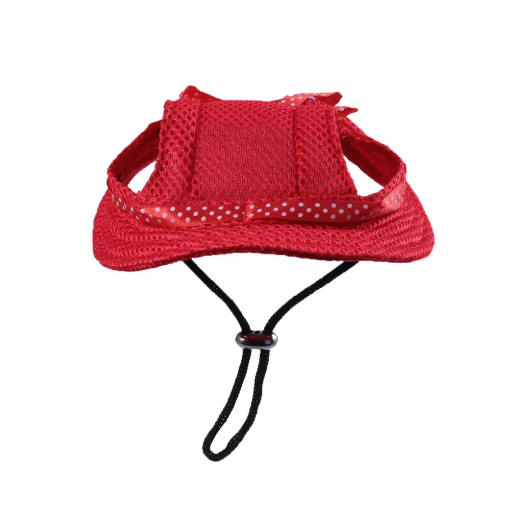 Pet Dog Mesh Porous Sun Hat with Ear Holes for Small Dogs - Size M (Red)