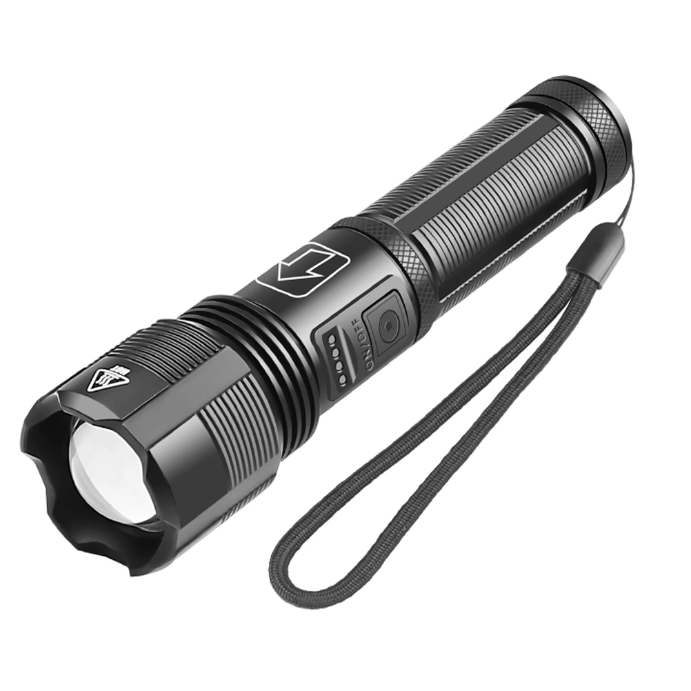 1 Set Waterproof Outdoor Flashlight Strong Lighting USB Flashlight(No Battery)