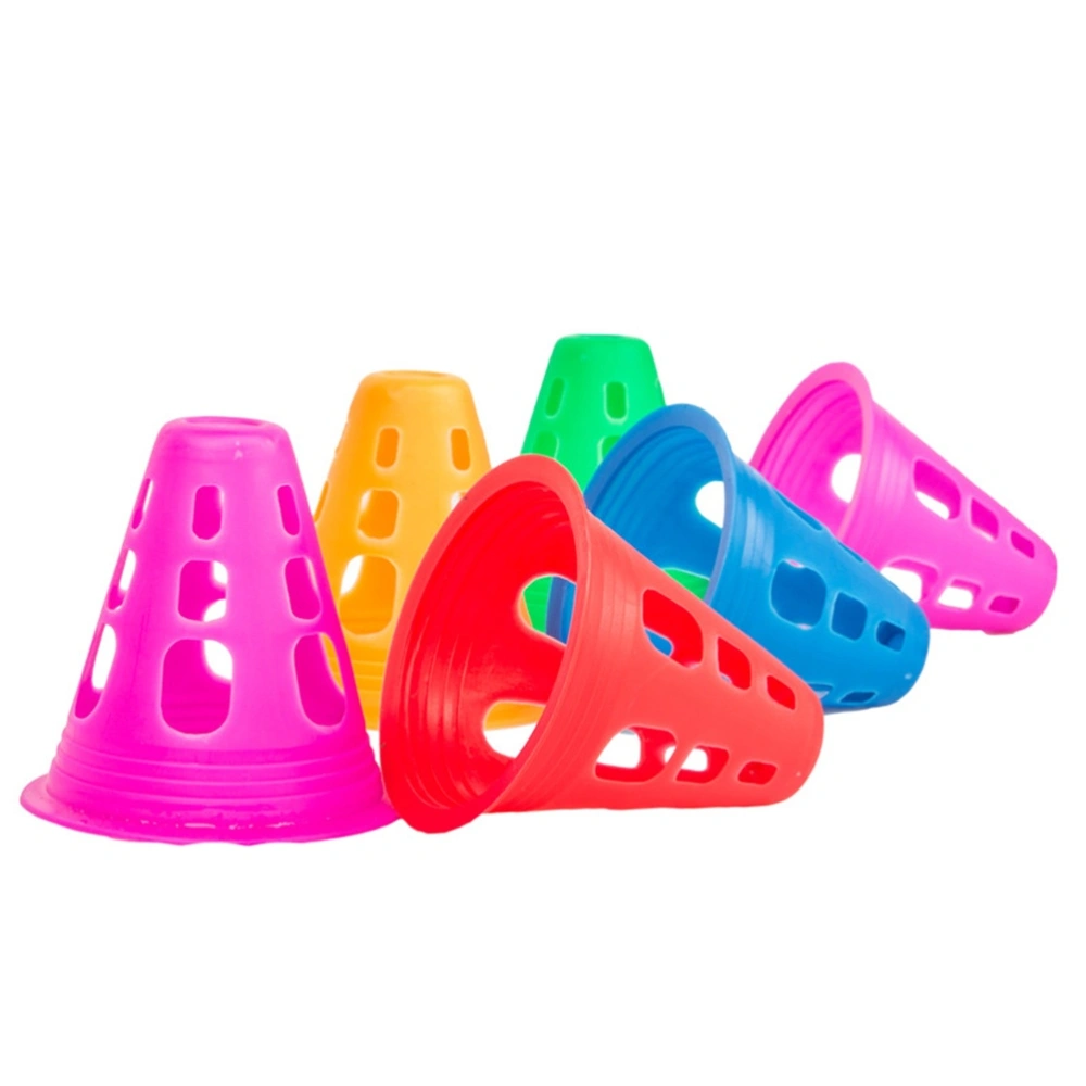 10Pcs Multi-purpose Plastic Cone for Soccer Roller Skating Physical Sports Training (Random Color)