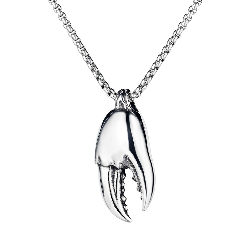 1PC Creative Crab Claw Pendant Necklace Stainless  Steel Neck Chain Decor