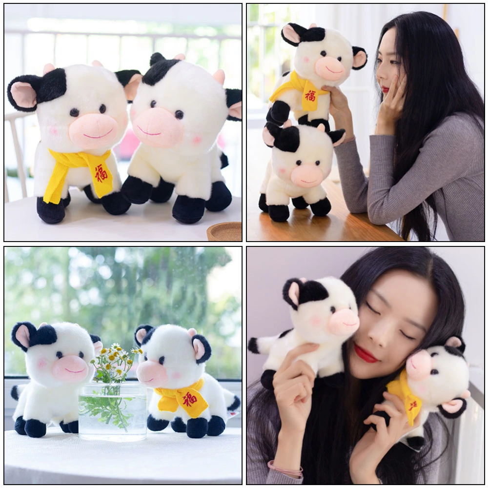 1Pc Simulation Cow Doll Plush Doll Toy Plush Cow Toy Stuffed Animal Doll