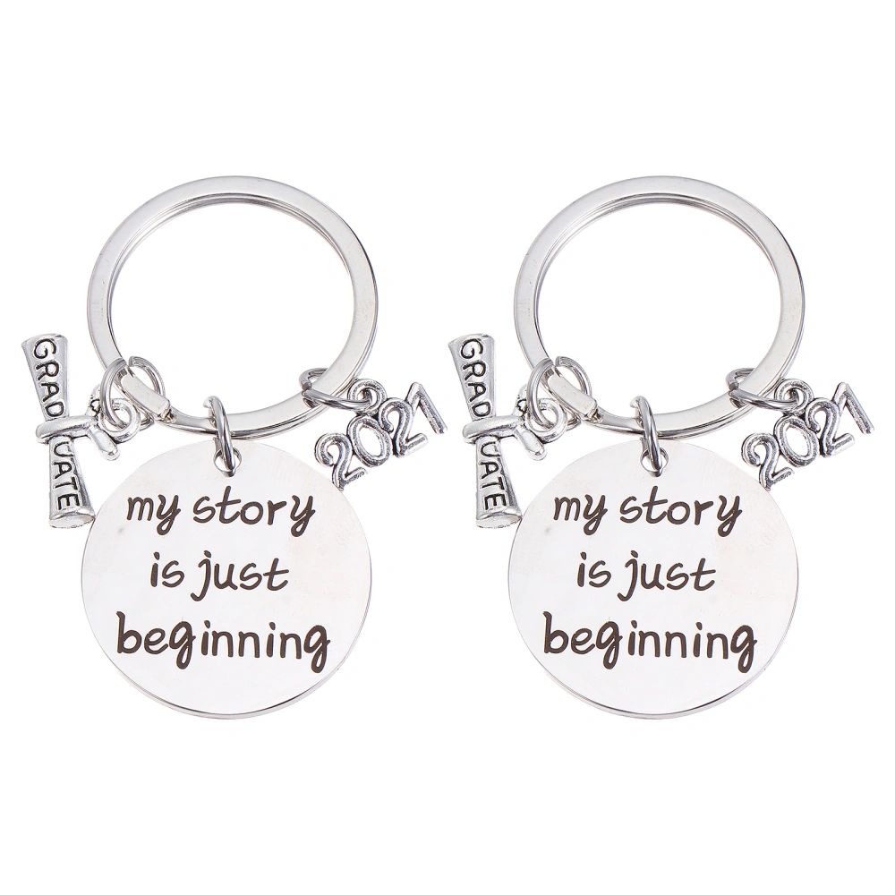 2pcs Letter Graduation Theme Keychains Gifts Keyrings Bag Ornaments