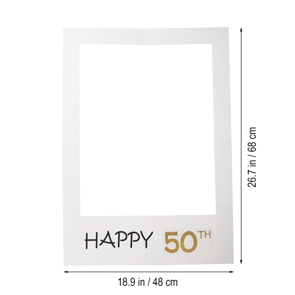 Happy 50th DIY Paper Picture Frame Cutouts Photo Booth Props for Birthday Party