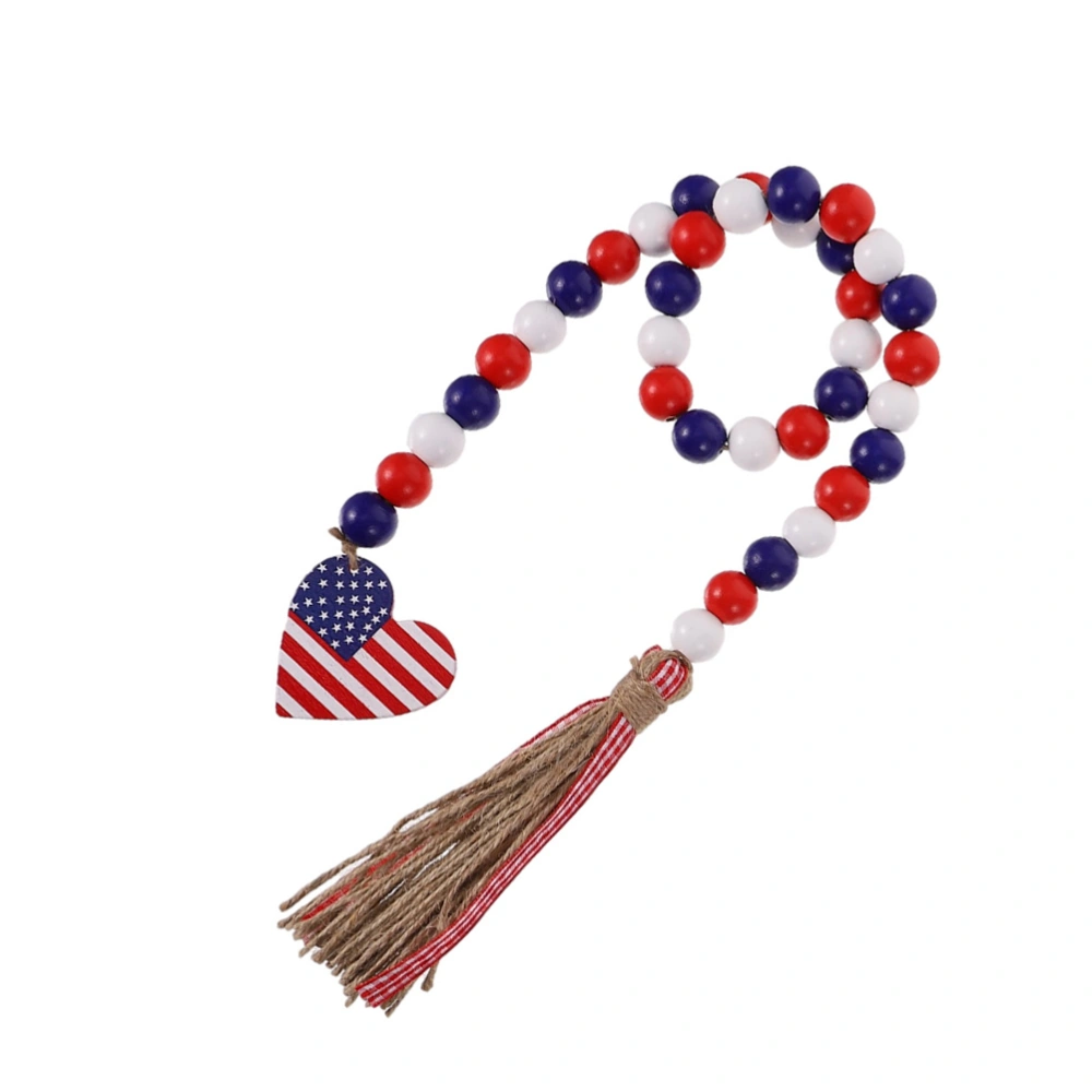 1 Pc Independence Day Wooden Beads Garland Tassel Hanging Bead Decor (Assorted Color)