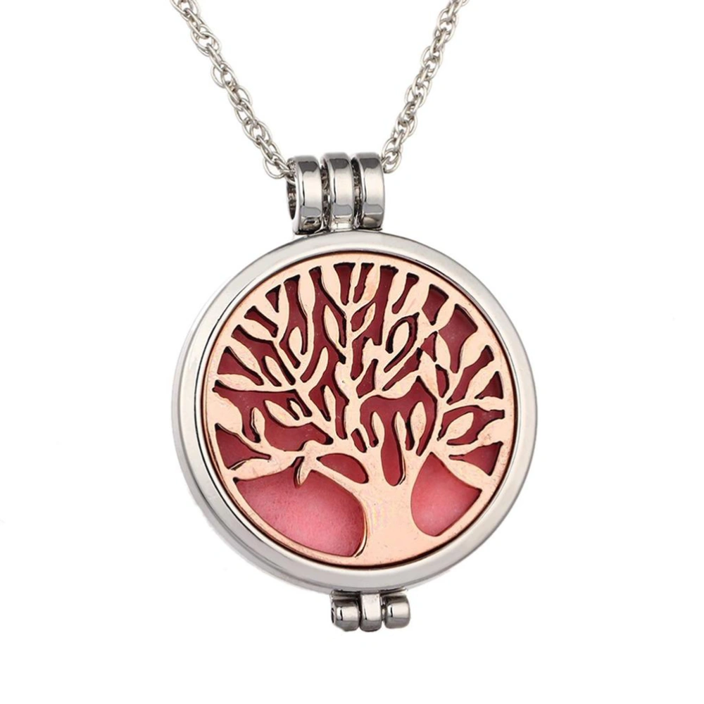 Aromatherapy Essential Oil Diffuser Necklace Round Locket Pendant (Bronze Red)