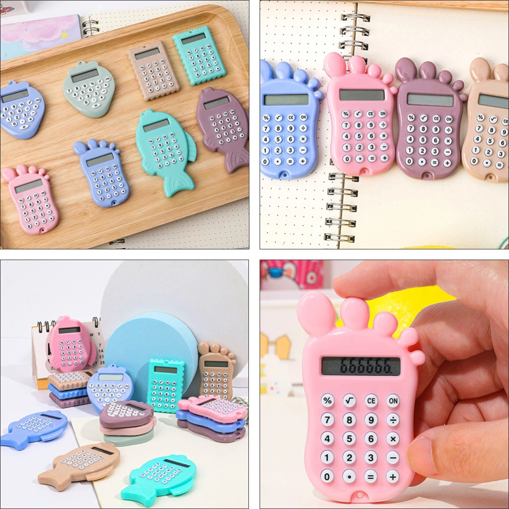 4pcs Portable Calculator Mini Calculator Cartoon Calculator School Supplies