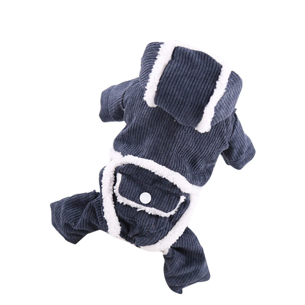 Double Layer Four Feet Pet Cloth Warm Corduroy Clothes Thicken Coat for Puppy Dog (Denim Blue, Size S)