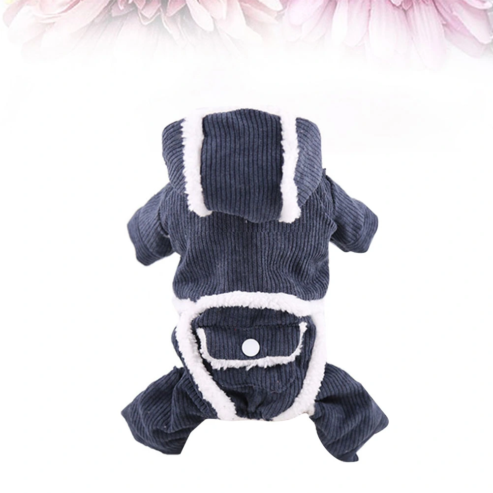 Double Layer Four Feet Pet Cloth Warm Corduroy Clothes Thicken Coat for Puppy Dog (Denim Blue, Size S)