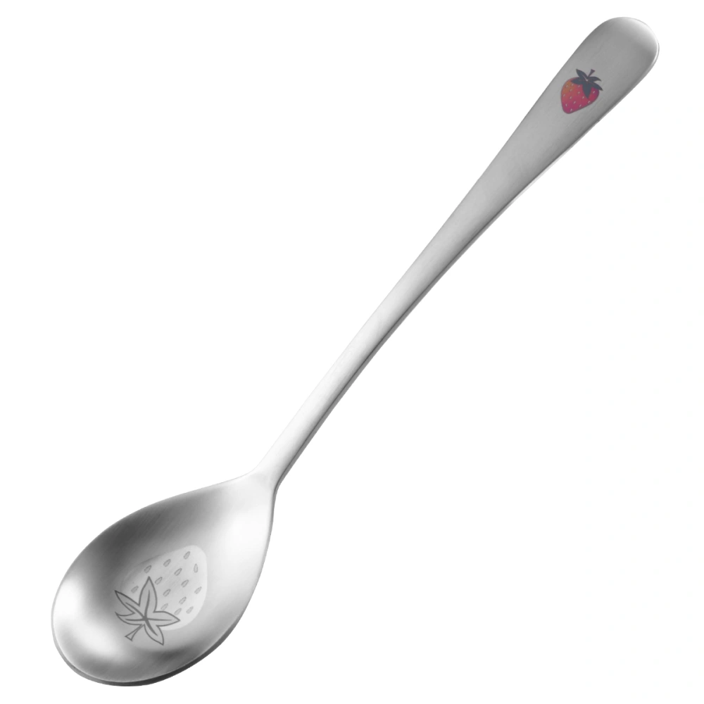 1 Pc Safe Cake Spoon Durable Multipurpose Soup Spoon (Strawberry Style, Silver)