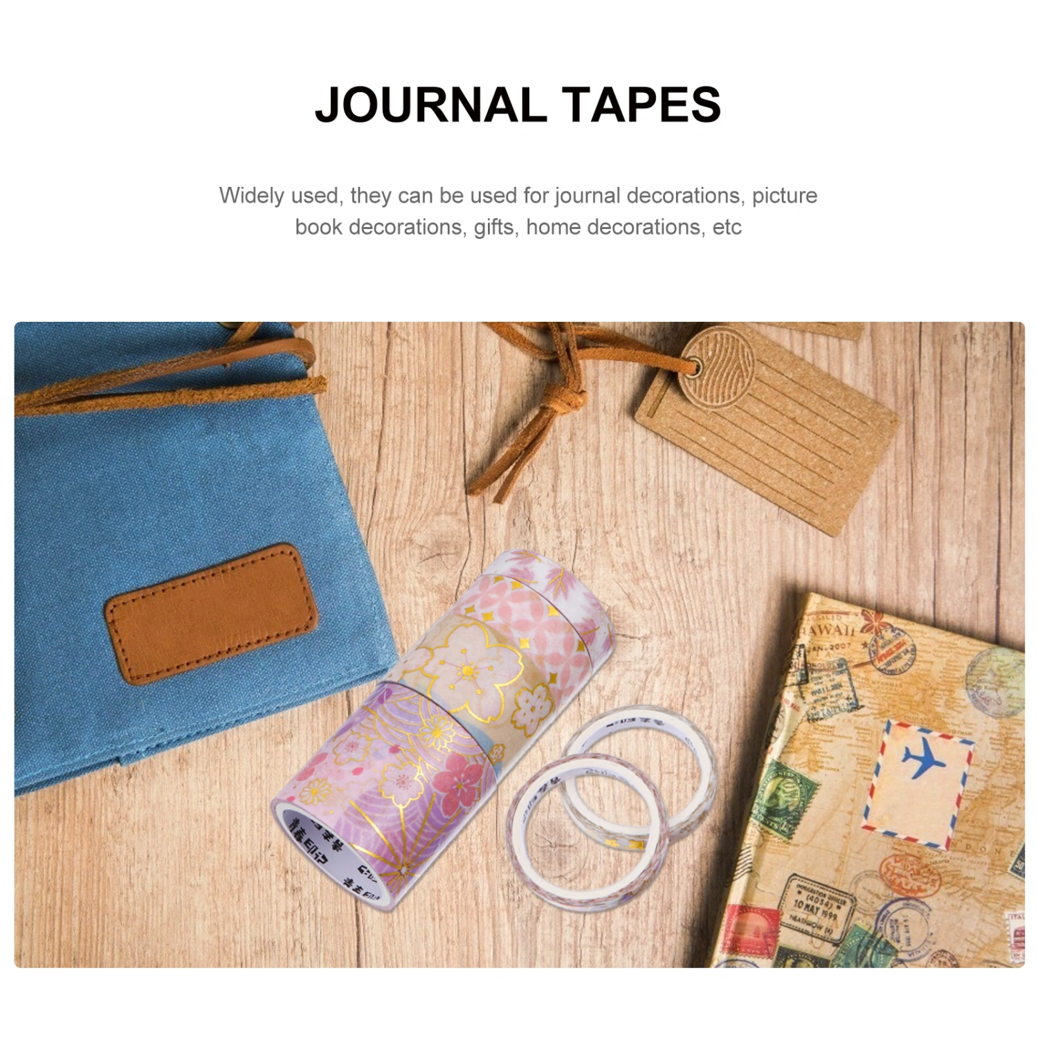 1 Set 6 Pcs Gold Blocking Tapes Paper Tapes Decorative Journal Stickers