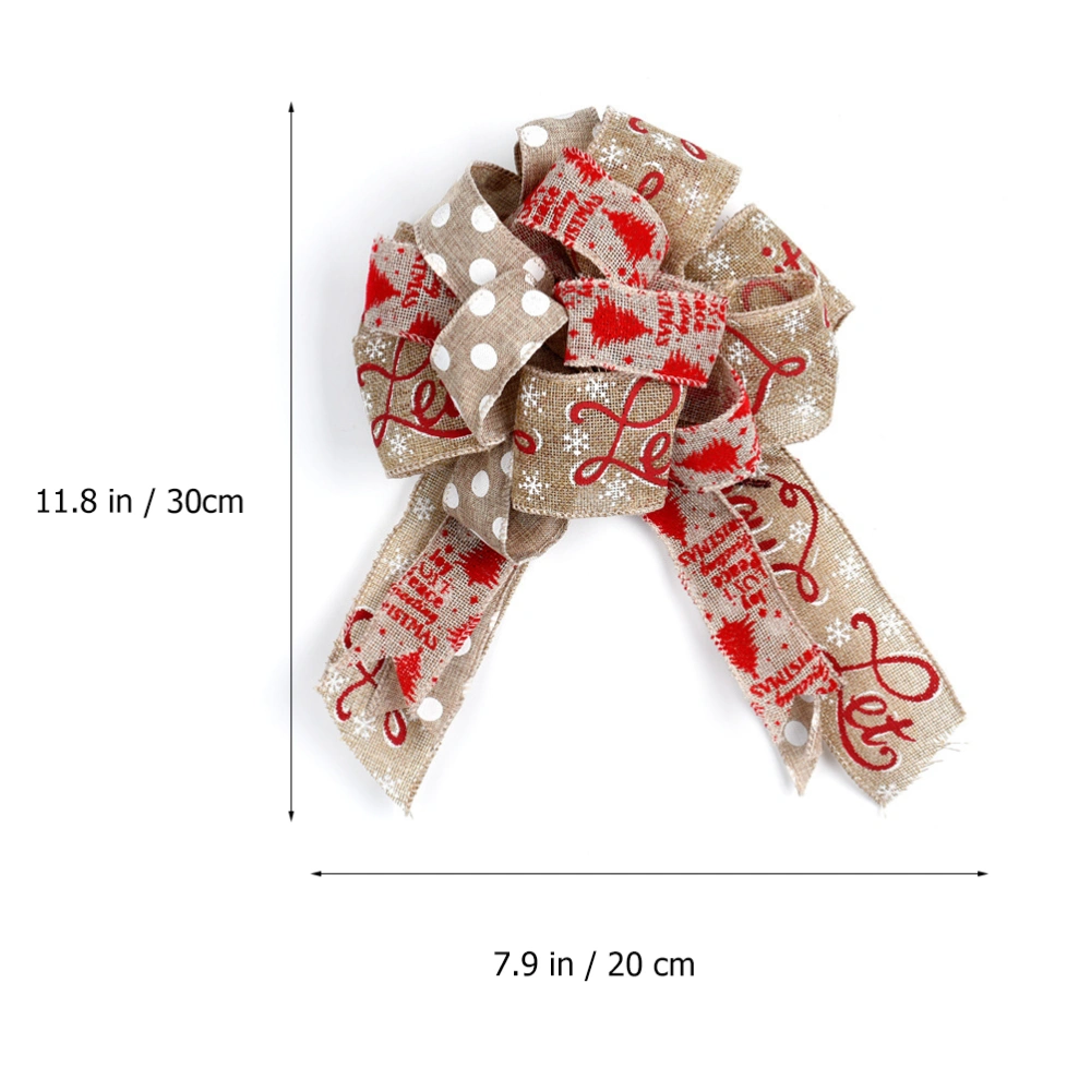 3 Pcs Christmas Decorative Bowknot Bow Shaped Adornment Linen Xmas Adornment