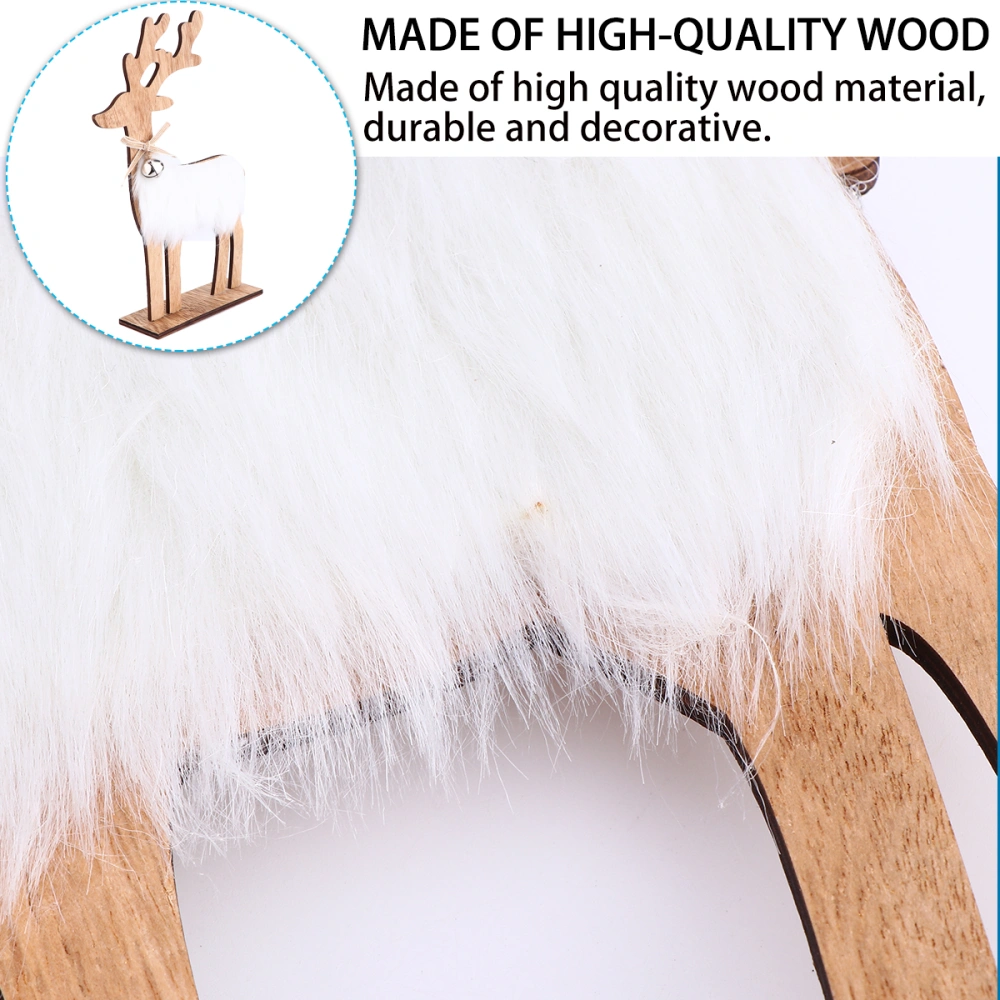 1Pc Christmas Elk Ornament Wooden Elk Shaped Desktop Decoration Creative Luminous Elk Showcase Adornment for Christmas (Female Elk Style)