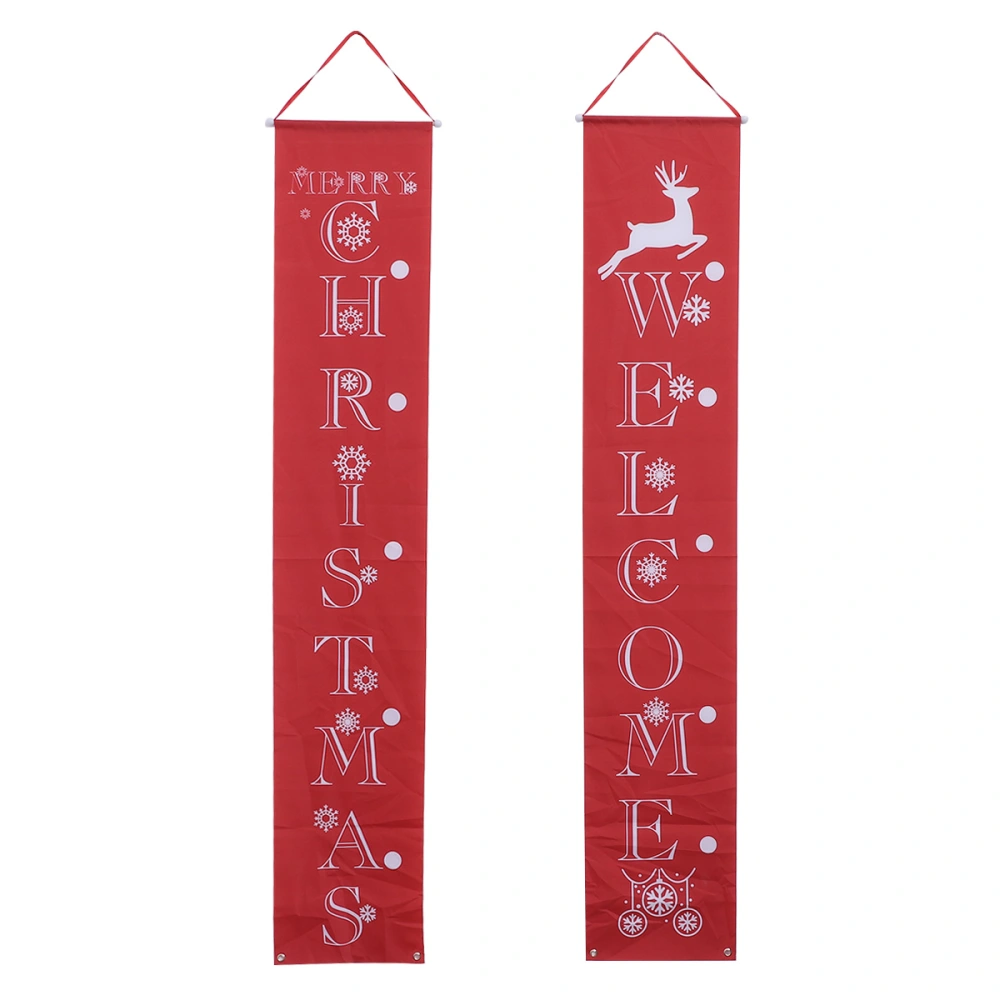 WELCOME CHRISTMAS Reindeer Printing Christmas Porch Sign Festival Front Door Curtain Decoration Home Door Banner Christmas Hanging Sign