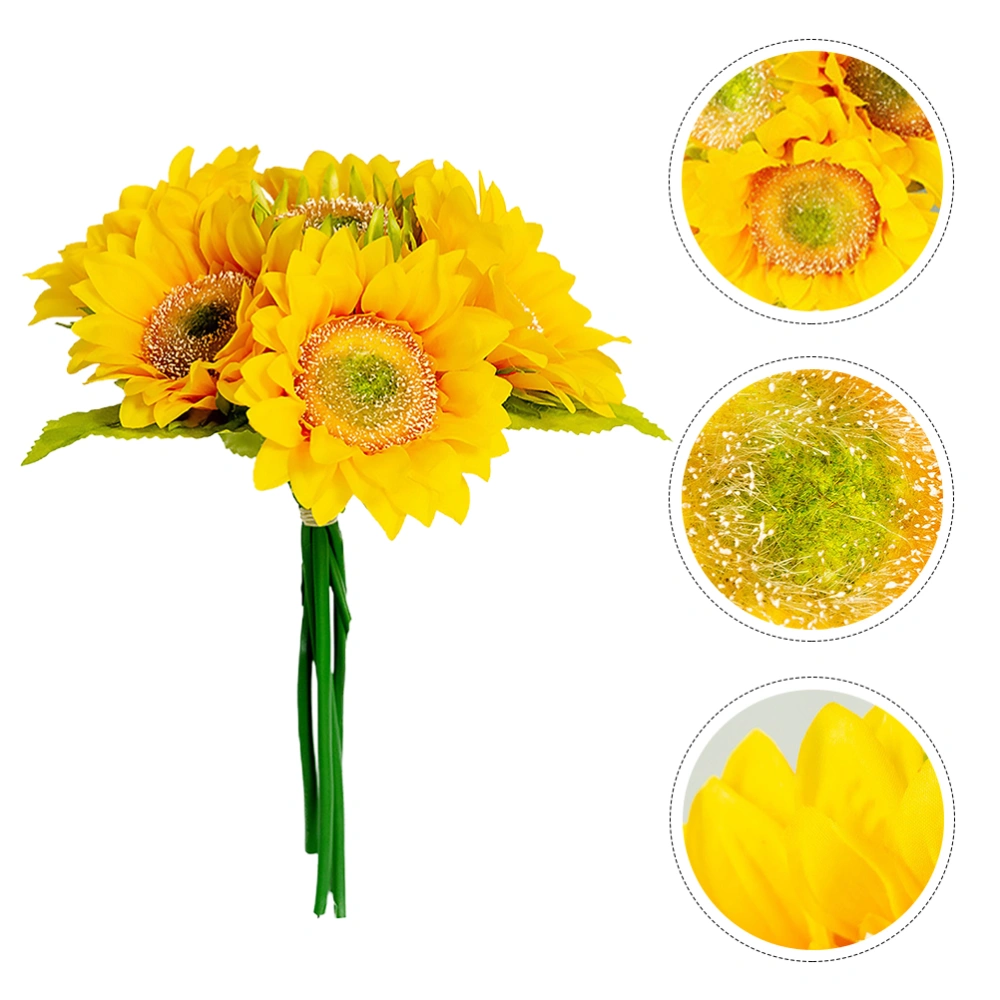 1PC Simulated Sunflower Bouquet Bride Hand Bouquet Bridesmaid Bouquet (Yellow)