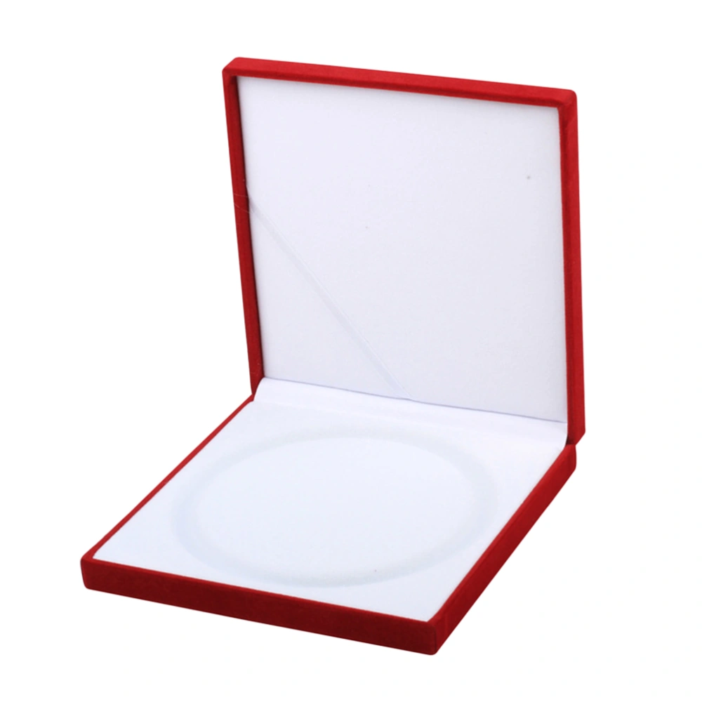 Red Square Jewelry Case Fashion Necklace Container Portable Gift Packing Box Flocking Pearl Jewelry Holder