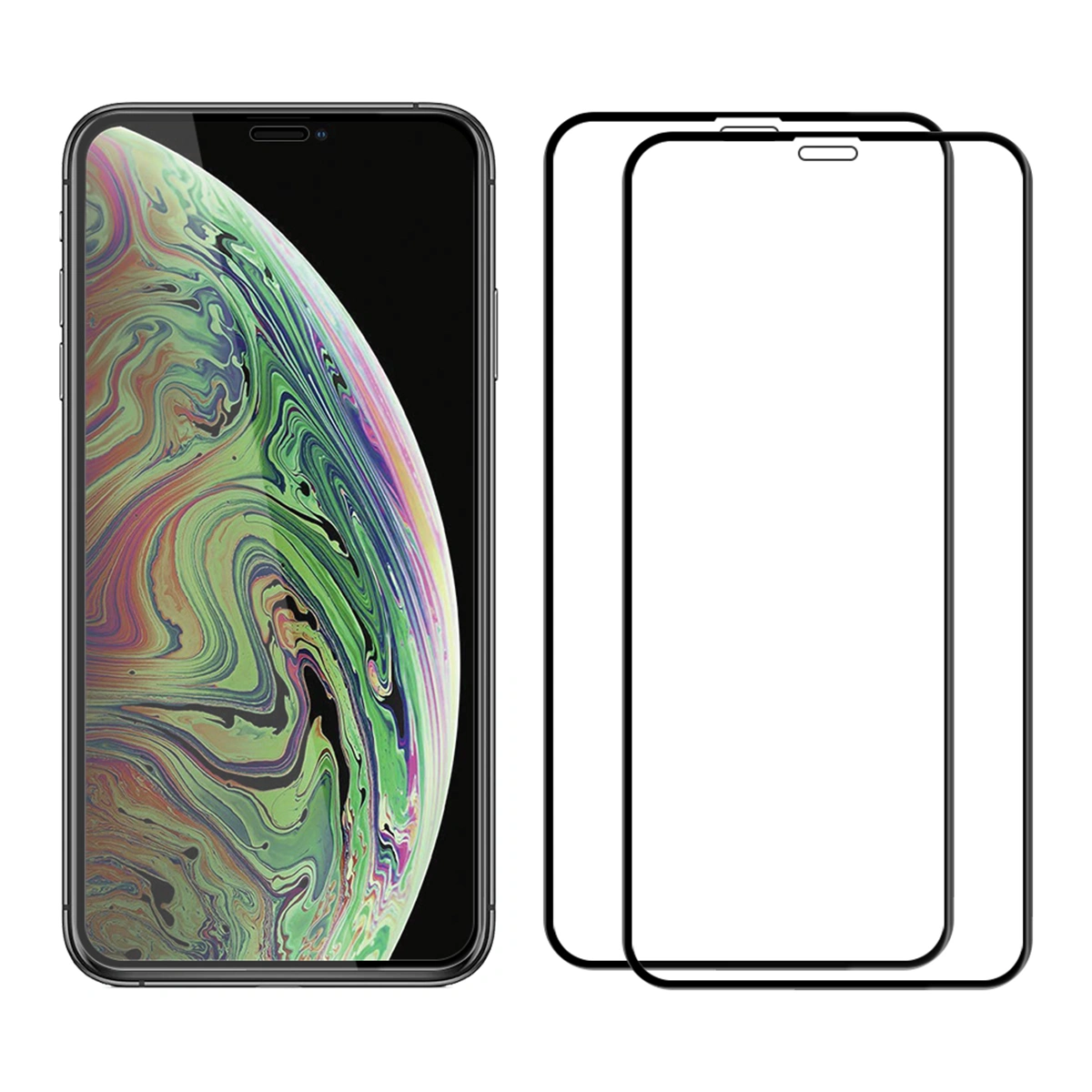 2PCS Full Screen Scratch Proof Tempered Glass Smooth Film Mobile Phone Screen Protector Compatible for iPhone XS Max