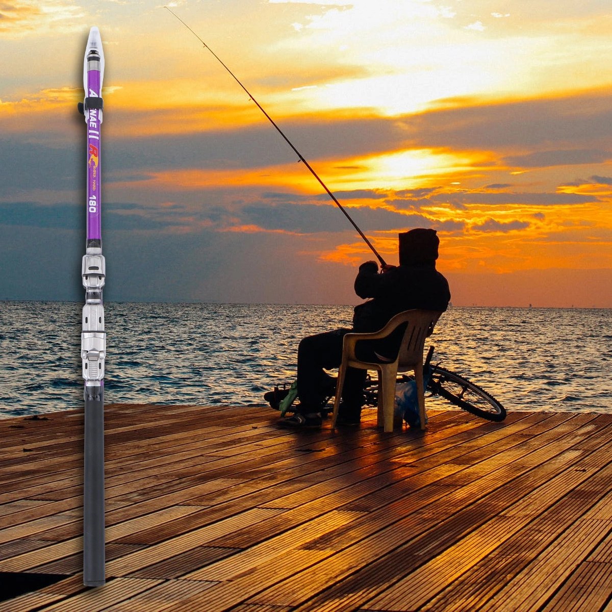 1pc Portable Sea Fishing Rod Soft-tailed Extension Rod Retractable Rod Lightweight Fishing Rod（Purple 1.8M）
