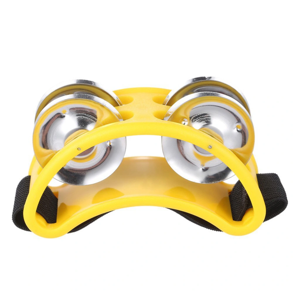 Foot Tambourine Percussion Musical Instrument With Metal Jingle Bells (Yellow)