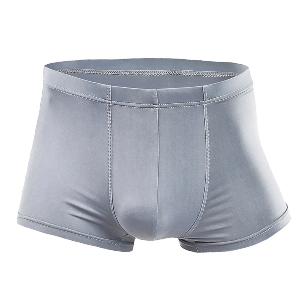 Mens Ultra-thin Breathable Ice Silk Seamless Boxershorts (Gray) - Size 2XL