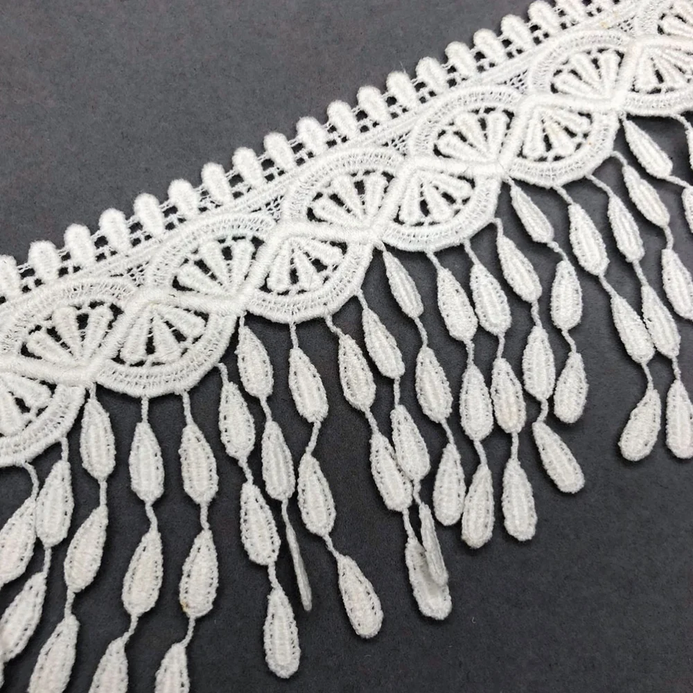 4.5 Yard 8CM Width Lace Trim with Tassel Embroidery Piece Cloth Sewing Accessories Dress Clothing Accessories for DIY Sewing Applique Craft (White)