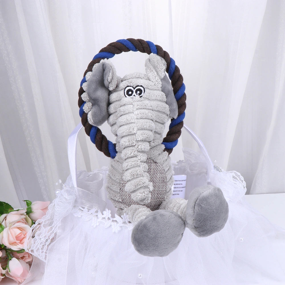 Cotton Rope Bite Toy Funny Educational Playing Doll Creative Pet Training Toy Animal Sound Toy (Elephant)