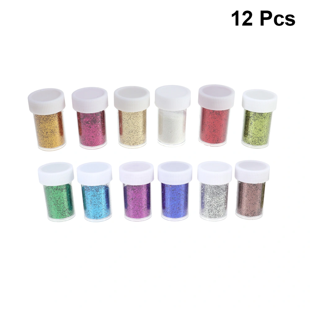 12 Bottles Glitter Powder DIY Shimmering Powder for Painting Nail Art Crafts Making (Fine Particle)