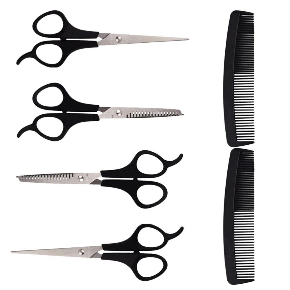 2 Sets of 6pcs Hairdressing Tools Professional Hair Cutting Scissors Haircut Comb for Salon