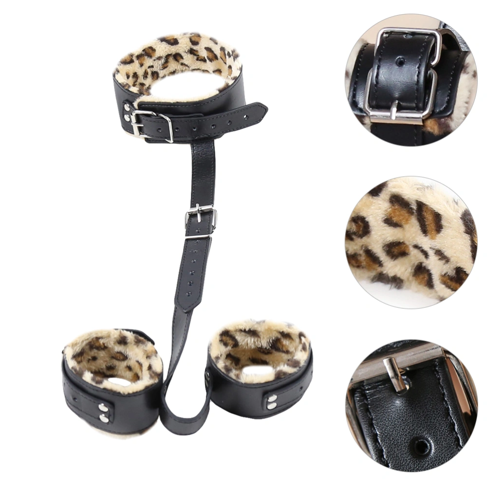 SM Collar Handcuff Leopard Printing Collar SM Supplies Adult Flirting Toy