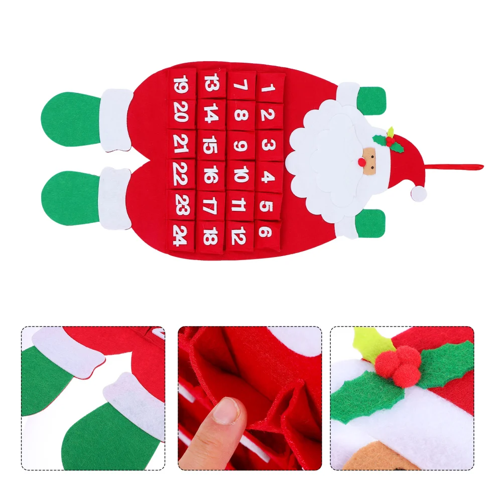 1Pc Christmas Countdown Calendar Cartoon Santa Wall Calendar Felt Calendar Decor