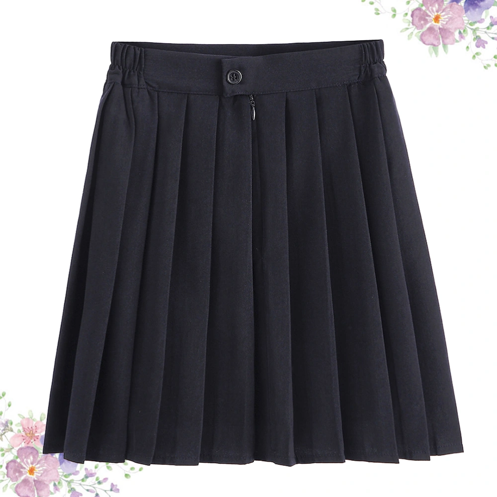 1PC Japanese Style Uniform Skirt Preppy Style Graduate School Uniforms Tight Waist Short Skirt Cool Bust Skirt for Middle School Student (Navy Blue Size S)