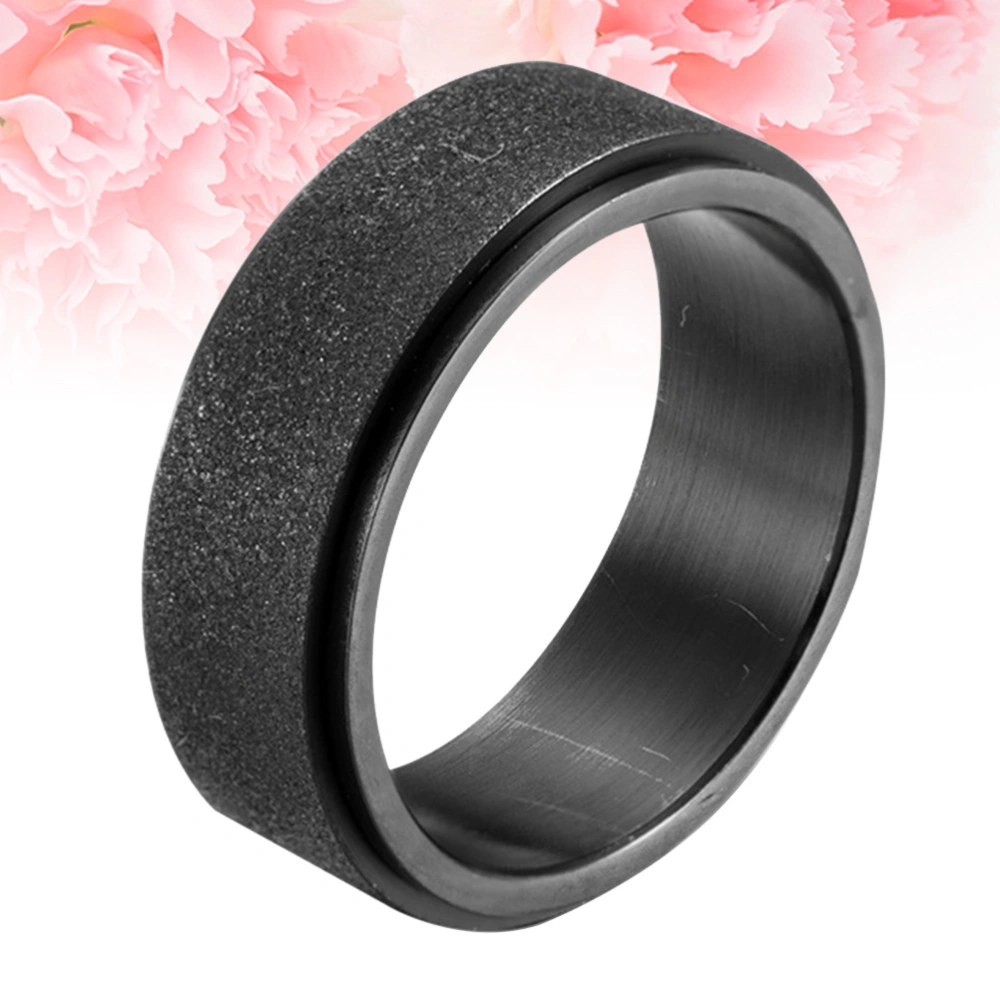 1Pc Titanium Steel Frosted Ring Creative Rotatable Finger Ring Fashion Cool Ring Jewelry for Men Males (Black Size 12#)