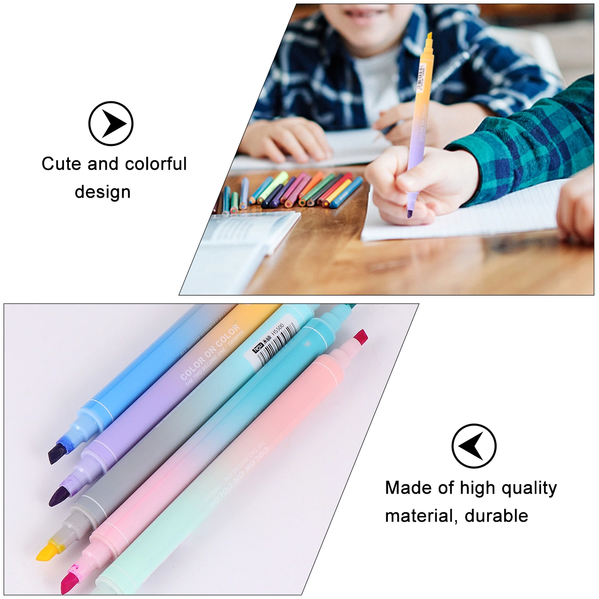 5pcs Adorable Candy Color Sealing Pen Tip Highlighter Stamp Markers Watercolor Pen Gift Marking Pen for Office School Students