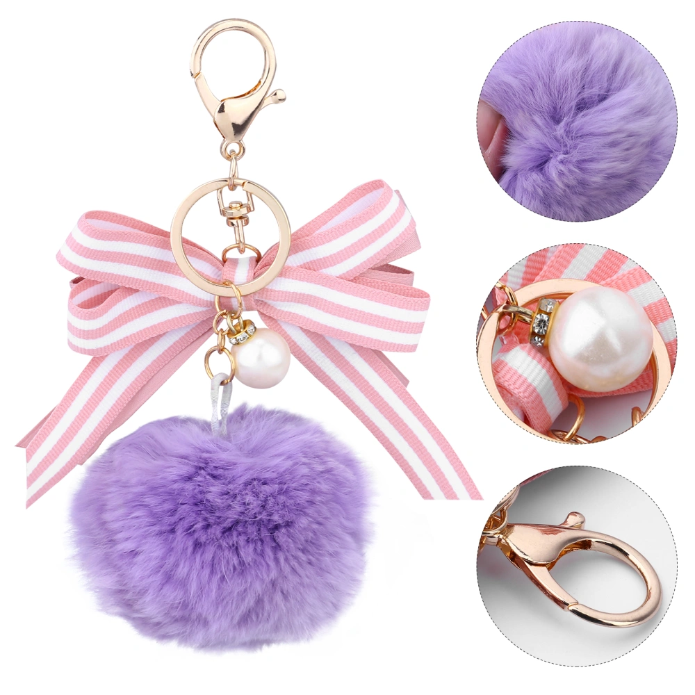 1Pc Creative Key Ring Fuzzy Ball Bow Key Chain Key Pendant Bag Decoration