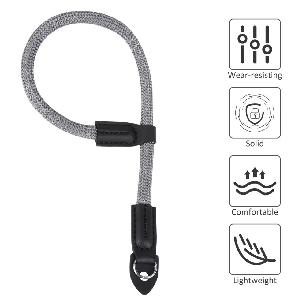 1PC Micro-single Camera Wrist Cord High Sturdy Nylon Rope Wear-resistant Mirrorless Camera Lanyard Strap with Round Holes Without Camera (Grey)