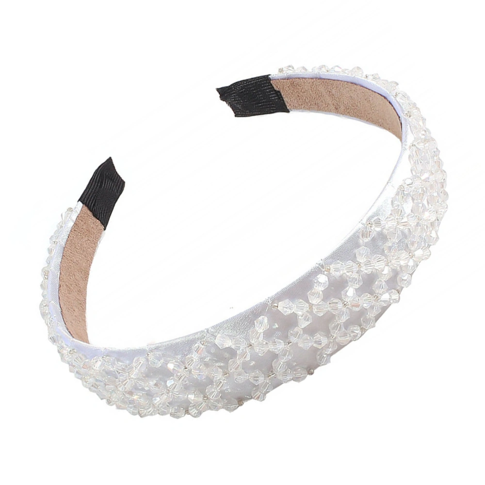 1pc Imitation Crystal Hair Hand Knitting Beads Head Fashion Hair Band Hair Decoration for Female White