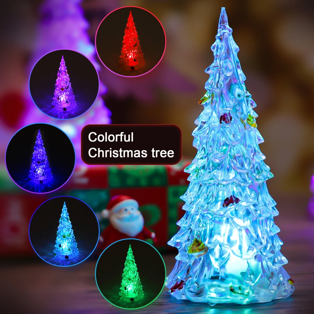 BESPORTBLE 4pcs Exquisite Christmas Tree Colorful Christmas Tree 12cm LED Lighted Acrylic Christmas Tree