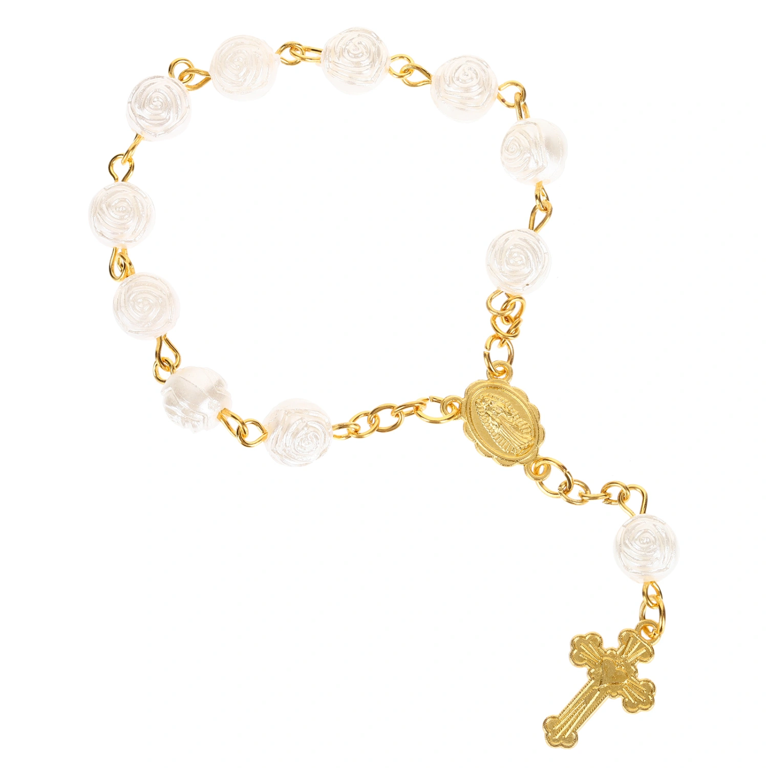 Rose Beads String Pilgrimage Bead Bracelet Prayer Hand Chain Delicate Rosary
