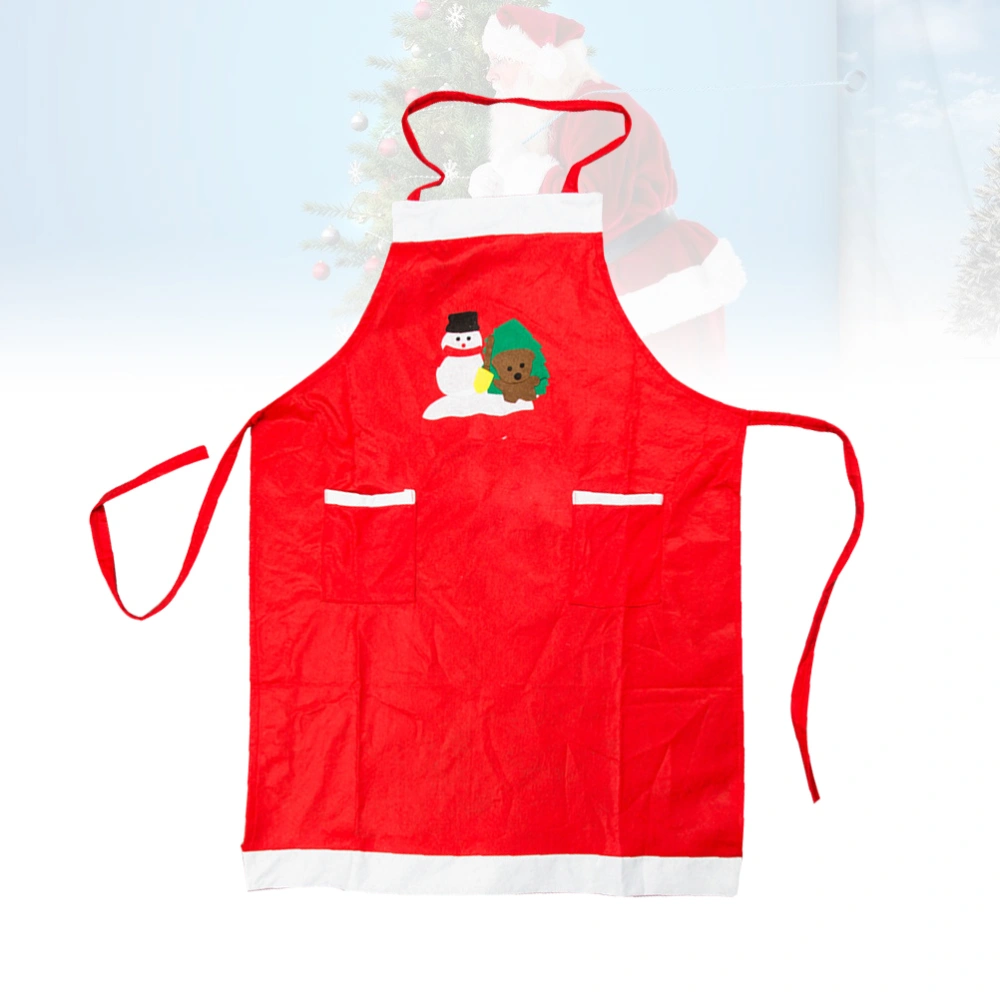 Christmas Aprons Non-woven Fabrics Printed Aprons Washable Durable for Waiter Server (Snowman)