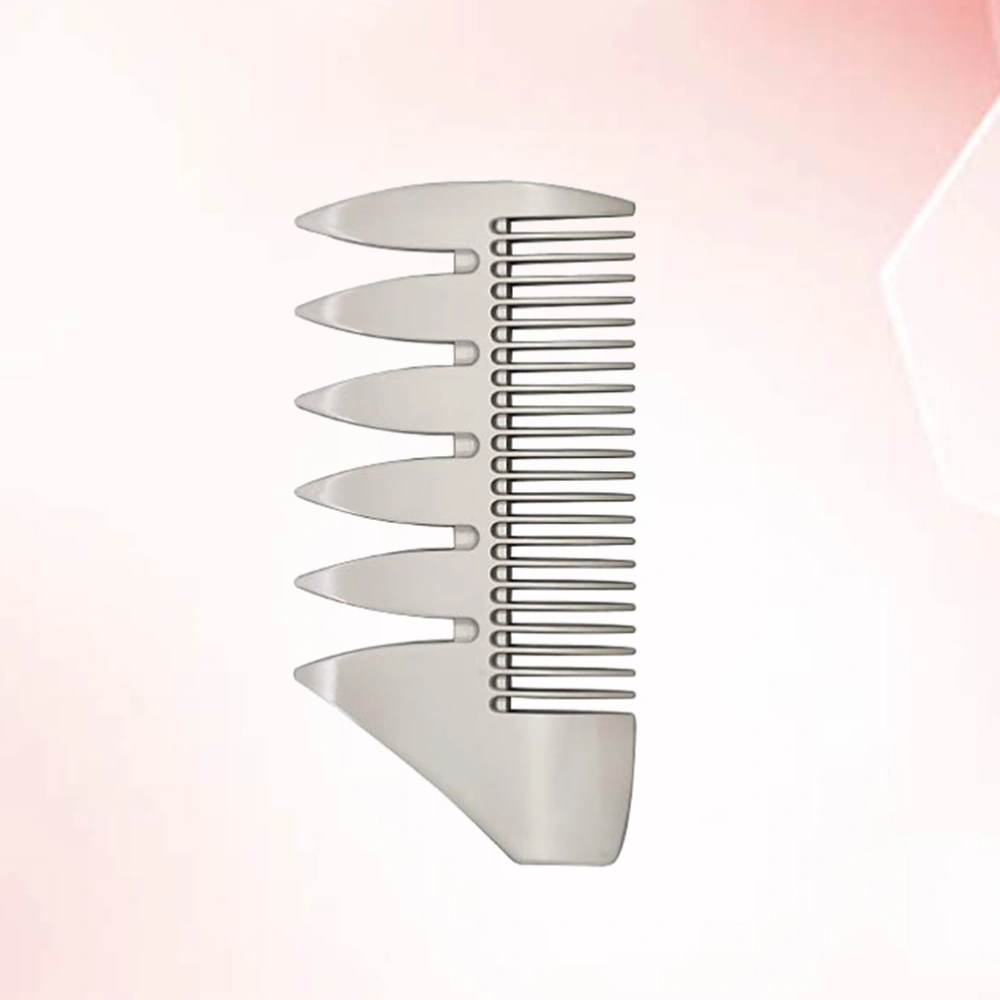 Dual Sides Alloy Pocket Size Comb Wallet Shaving Comb Brush Anti-Static Hair Comb Beard Mustache Comb for Man (Silver)