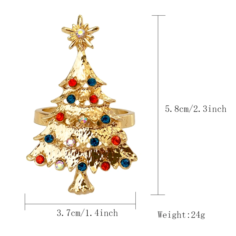 1Pc Exquisite Christmas Tree Shaped Napkin Ring Creative Shinny Rhinestone Napkin Holder Metal Xmas Tree Napkin Buckle for Christmas Party Home Decor (Golden)