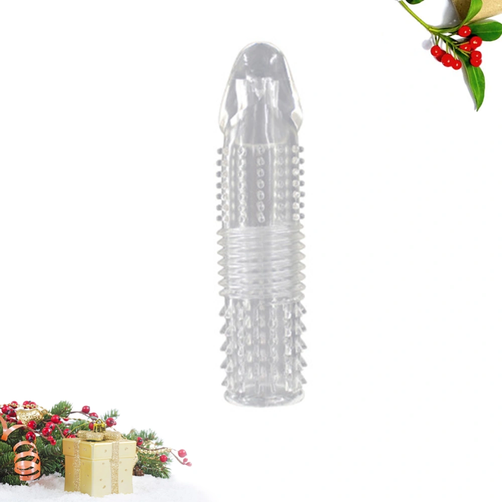 Flexible Adult Sexy Condom Male Spike Sleeve Products Penis Sleeve Adult Sexual Game Erotic Toy (White)