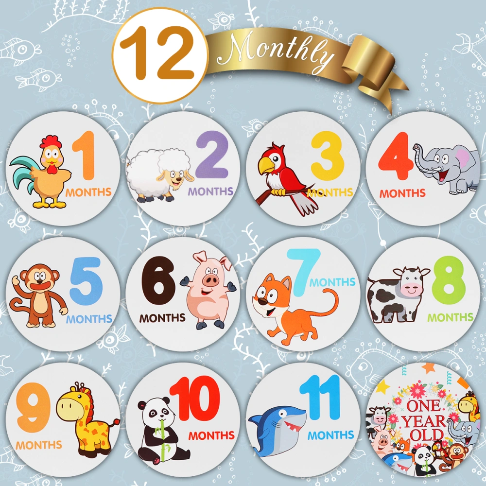 Toyvian 24PCS Baby Month Stickers Milestone Self-Adhesive Stickers for Newborn