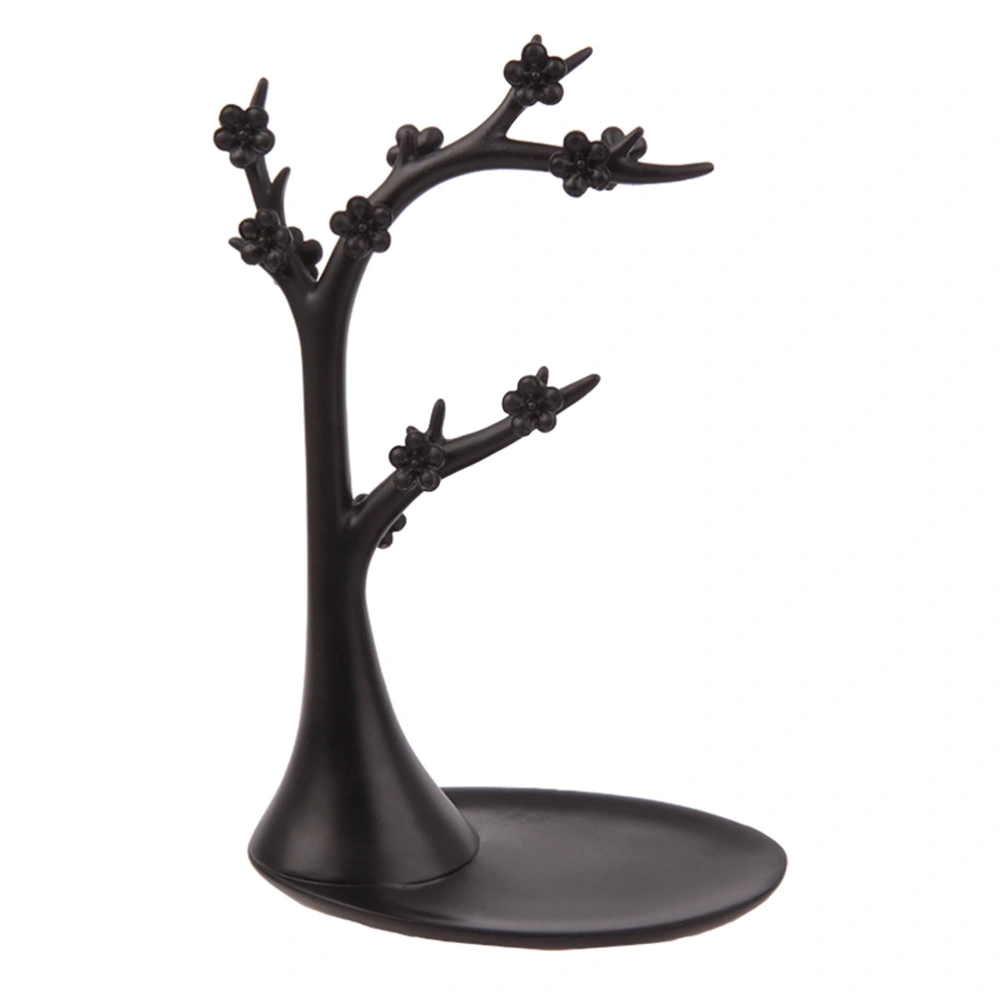 Resin Plum Tree Shape Jewelry Stand Desktop Display Rack Jewelry Holder for Rings Earrings (Black)