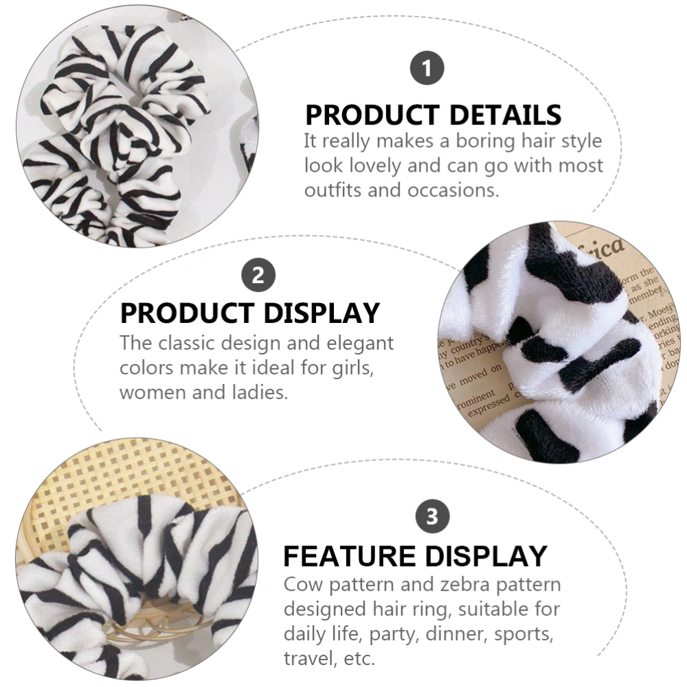 6pcs Cow Pattern and Zebra Pattern Hair Ropes Fashion Hair Rings Hair Scrunchies