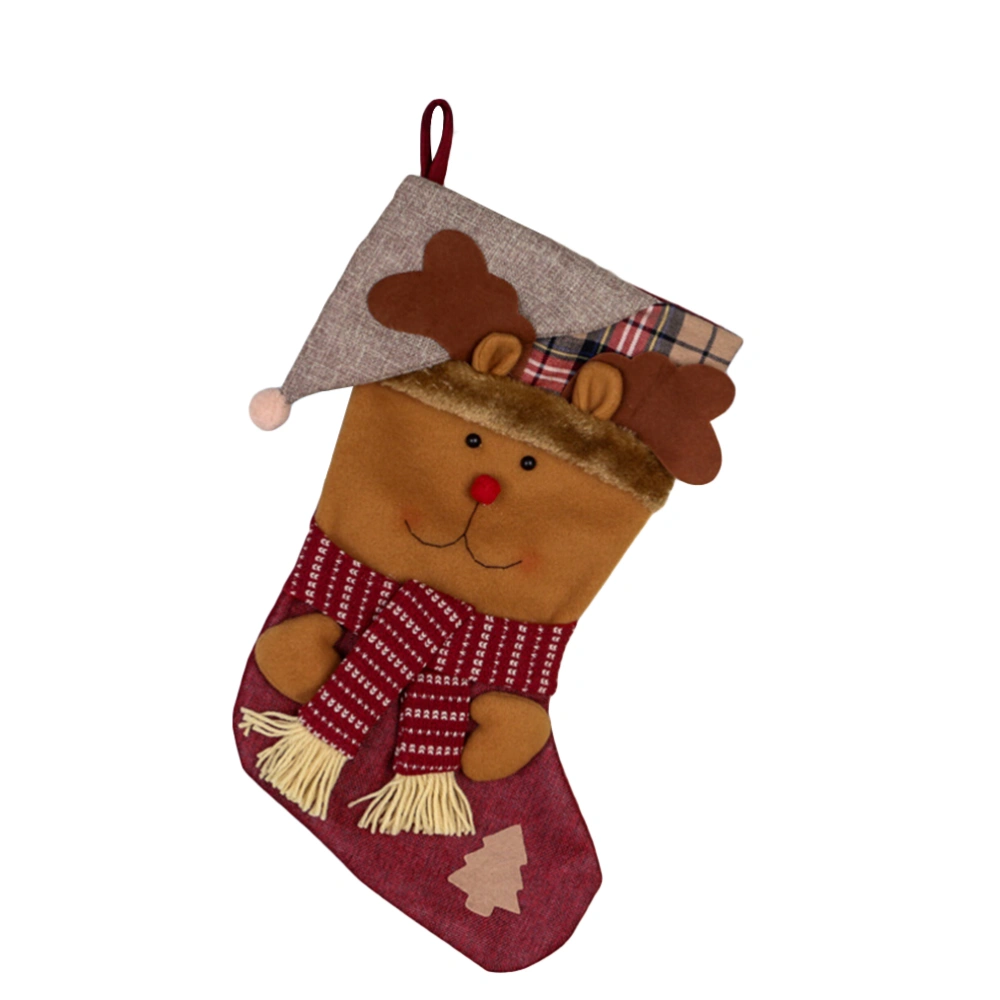 Christmas Stockings Toys Stockings Candy Socks Gifts Bag Christmas Tree Hanging Xmas Decoration (Elk)