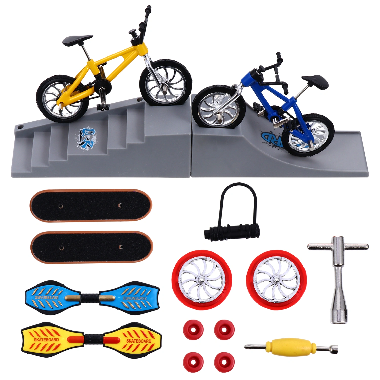 16 Pcs Mini Finger Toys Finger Skateboards Finger Bikes Tiny Swing Board Toys